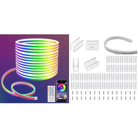 Lucienstar 32.8ft RGB Neon Rope Lights with 100PCS Mounting Clips Cover