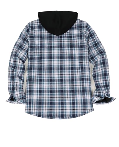 Image of ZENTHACE Men's Sherpa Lined Full Zip Hooded Plaid Shirt Jacket