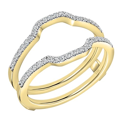 Dazzlingrock Collection Round White Diamond Enhancer Double Guard Ring for Women (0.25 ctw, Color I-I, Clarity I1-I3) in Solid Gold