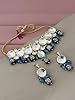 DENMOUS 18K Gold-Plated White & Blue Kundan-Studded & Beaded Meenakari Jewellery Set-DMZ-3561 #1