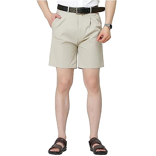 UNINUKOO Mens Shorts Casual Pleated Front 7 Inch Cotton Golf Classic Work Dress Shorts for Men