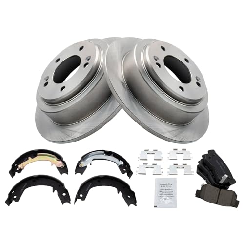 Image of TRQ Rear Brake Pad and Rotor Set Ceramic Compatible with 2004-2006 Kia Amanti