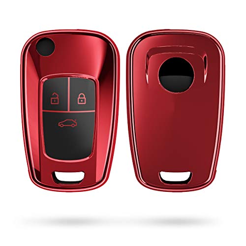 kwmobile Funda para Mando Compatible con Opel Llave de Coche Plegable de 3 Botones - Funda TPU Llave con Botones de Llave de Auto - Rojo...