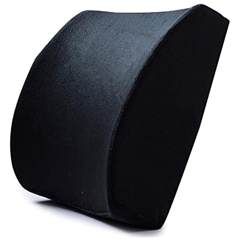 Ecloud Shop Back Cushion, Memory Foam Lumbar Support Pad, with Adjustable Strap, Comfortable and Skin-Friendly, Suitable for Office Chair and Car Seats-Black Cover
