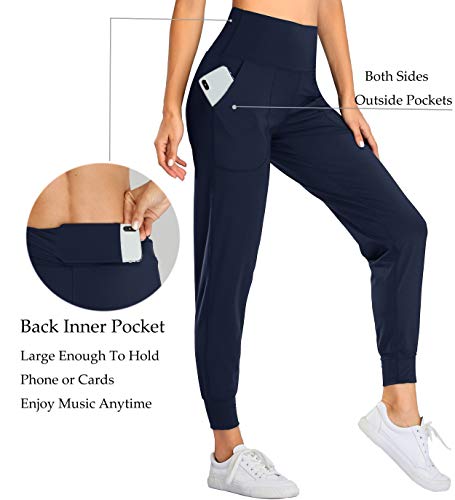 Oalka Women's Joggers High Waist Yoga Pockets Sweatpants Sport Workout Pants2