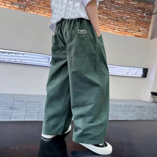 Boys Cargo Pants Casual Straight Leg Workwear Trousers for 4-13 Years Old Kids with Elastic Waist and Pockets2