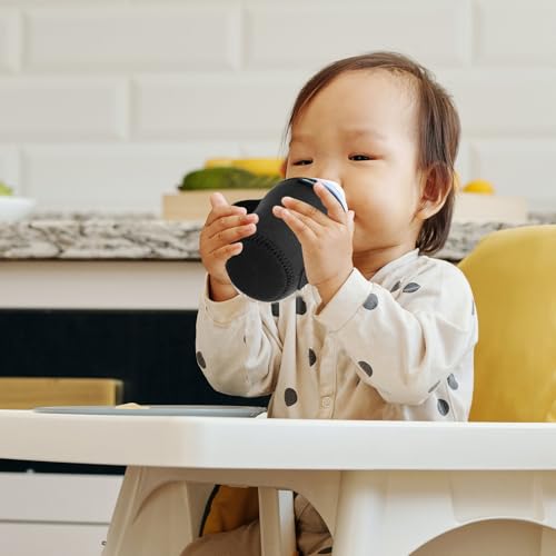 Beautyflier Glass Baby Bottle Sleeve Covers for 9oz Nature Baby Bottles with Dual Handle, 3.8mm Thicken Heat and Cold Retention Baby Bottle Sleeve (Orange+Beige)