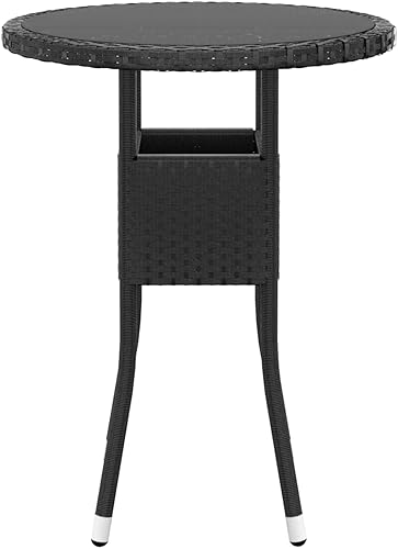 Miniatura 4 de Juego de comedor de jardín de 3 piezas, muebles de patio al aire libre de ratán negro con cojines, mesa redonda y 2 sillas para patio trasero, Negro