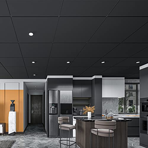 Art3d 12-Pack Smooth Drop Ceiling Tile 2ft x 2ft - Fire-Rated, Waterproof, Reusable - Premium PVC, No Sag and Breakage - Cover 48 Sq. Ft, Black by Art3d - Image 8