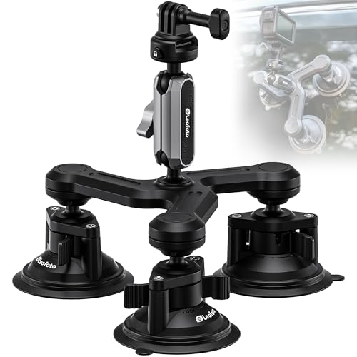 Triple Suction Sport Camera Car Mount Compatible for Gopro Hero 13/12/11/10, for DJI OSMO Action 5 Pro/4/3, Action Camera and Smartphones Holer with 1/4