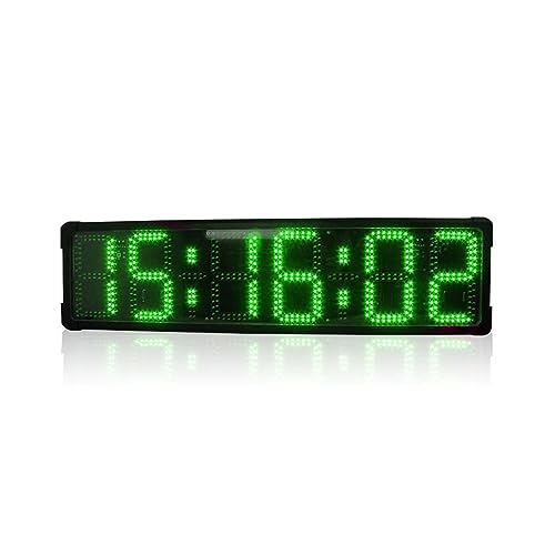 PETBON Grande Horloge numérique à Compte à rebours à LED 8 Pouces 6 Chiffres Marathon Horloge Double Face Grande Horloge extérieure LED étanche horloges en Temps réel (Color : Green Double-Sided)