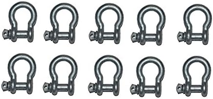 3/8" US Type Galvanized Bow Shackle with Over Size Screw Pin for Anchor, Towing, Off Road Recovery (3/8" with 7/16" Pin 1500 lb WLL) Hot Dipped Galvanized