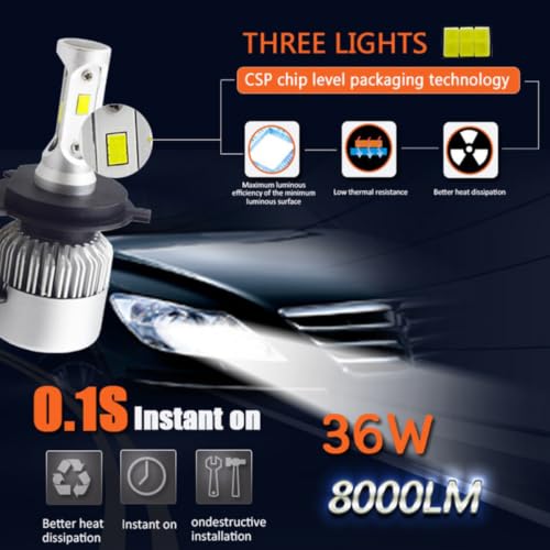Bombillas LED H4 para coche con chips CSP de aluminio en pack de 2 unidades 5