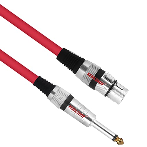 Image of Microphone Cable 3 Pin XLR Female to 1 /4 inch TS 6.35 mm Male 5 Meter /16 Feet, TRS to XLR Female Cable For Dynamic Microphone,Amplifier... (RED)