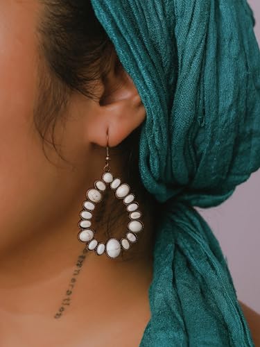 MINACHI Vintage Bohemian Created White Turquoise Dangle Drop Earrings, Boho Summer Jewelry Gift for Women 5