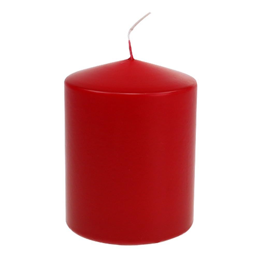 4er Set Stumpenkerzen Rot 130/100 mm - Adventskerzen mit Sicherheitsfolie und selbstklebendem Boden, 4 Stück