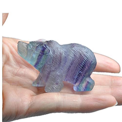Statue d'ours Polaire en Cristal, Pierre précieuse sculptée à la Main en Fluorite Arc-en-Ciel, décor d'ours Polaire, Figurines de Sculptures d'animaux, Pierre de guérison en Cristal pour la Cover