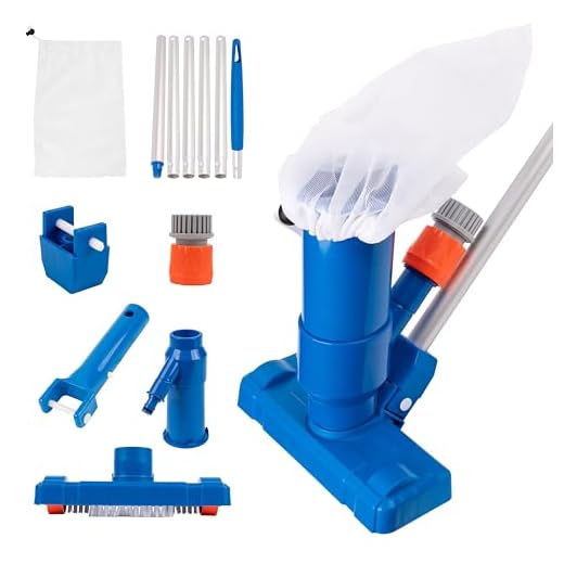 BlueStars Handheld Ground Swimming Pool Vacuum - Portable Jet Underwater Cleaner with 56" Aluminum Pole and Dual Collection Bags for Pools, Spas, and Fountains