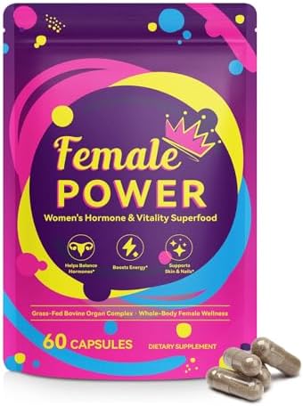 Beef Organ Supplement for Women, Natural Grass Fed Beef Liver Capsules,Supports Feminine Hormone Balance, Menstruation, Immunity, Skin, Collagen, B12, Energy & Wellness – 60 (1)