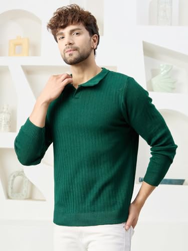 Image of Kvetoo Full Sleeve Winter Wear Woolen Collar Polo Sweater for Men