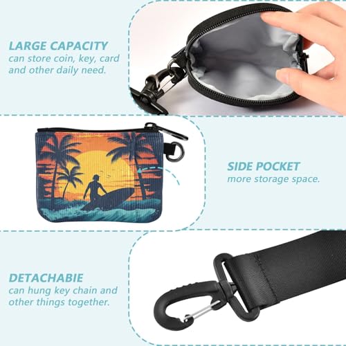 Summer Sunset Sea Wave Women's Change Wallet Card Cases Large Capacity Wristlet Wallet Key Holder with Zipper Pocket for Daily Use 2 Pcs3