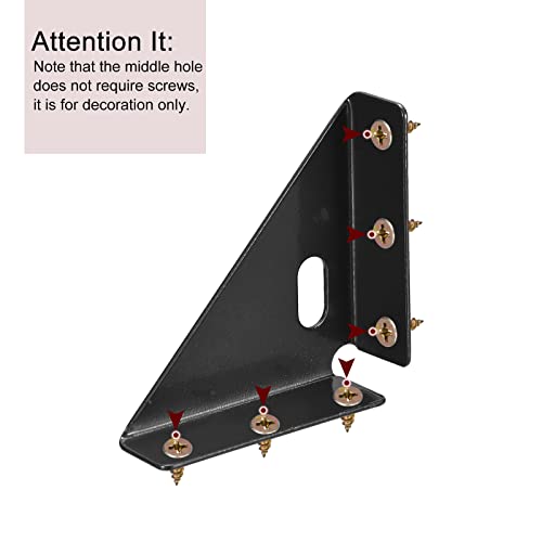 Équerres d'angle 86mm en acier noir uxcell pour lit et bureau x4