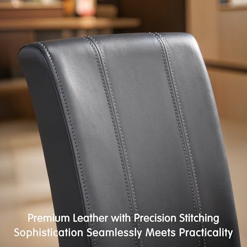 Image of CHUN YI Dining Chairs Set of 2, Faux Leather Dining Room Chairs, Upholstered Modern Kitchen Parsons Chairs for Dining Room with Sturdy Wood Legs, Grey