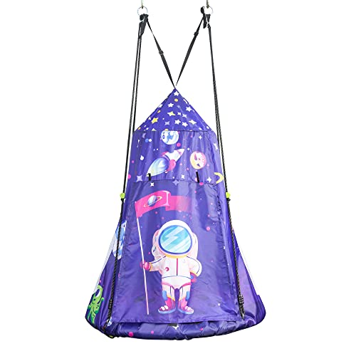 Cateam balancoire nid d Oiseaux Tente Astronaute, Tente Suspendue Diamètre 100cm Convient pour balançoire à Plaque, balançoire de Jardin, balançoire d'arbre, balançoire Ronde