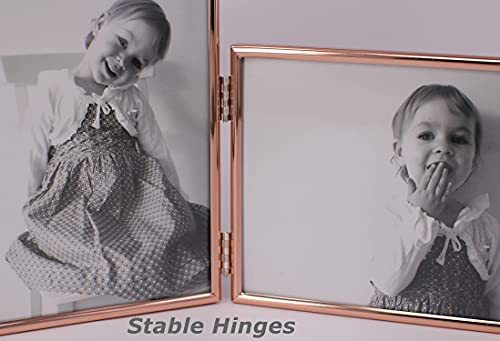 Leadex Vertical Horizontal Combo- Double 4 By 6 Inch Metal Folding Picture Frames-(1 Landscape And 1 Portrait Style) (Rose Gold) #TOP7