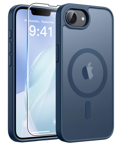 Image of FNTCASE for iPhone 17e Case Blue: Translucent iPhone 16e Cases Compatible with MagSafe, Camera Protection & Tempered Glass Protector, 14FT Military Grade Drop Tested, Matte Skin-Friendly Cover