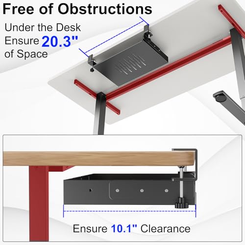 No Drill Under Desk Laptop Mount, Metal Under Desk Storage Shelf with Cable Management, Laptop Storage Tray for MacBook, Keyboard, Mac Mini, Anti-Scratch Silicone, Fits Office, Gaming, Workstations by BYMECOST - Image 5