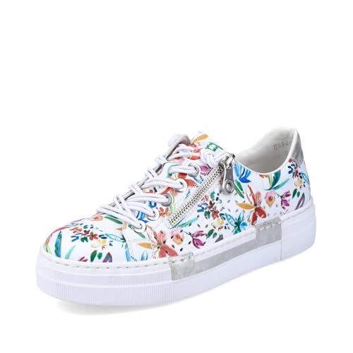 Rieker Femme Chaussures à Lacets N4940, Dame Chaussures de Sport lacées,Chaussure de Sport,Chaussure de Loisirs,Blanc (Multi / 90),41 EU / 7.5 UK