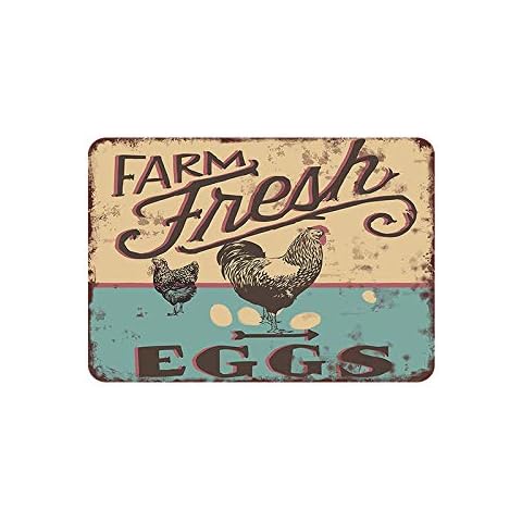 Molaca Farm Fresh Eggs and Chicken & Hen Tin Sign Metal Cafe Home Wall Art Decoration Poster Retro 8x12 inches (Aqxi) Cover