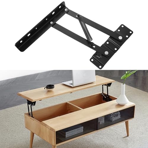 Bisagras de resorte para mesa de centro elevable con herrajes de hierro negro PRETYZOOM 5