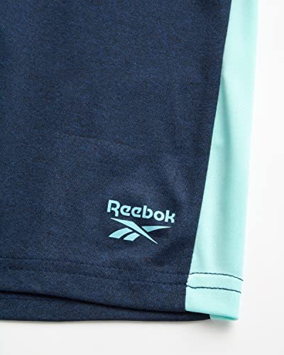 Reebok Boys' Active Shorts Set - 2 Pack Short Sleeve Performance Dry Fit T-Shirt And Gym Shorts (Toddler/Boys), Size 6, Aruba Blue/Dark Blue #TOP3