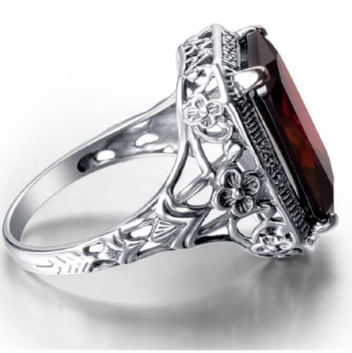 Awmnjtmgpw Fashion Retro Women 925 Silver Cut Ruby Cubic Zircon Blue Topaz Wedding Engagement Ring Size 6-10 (Size 8)3