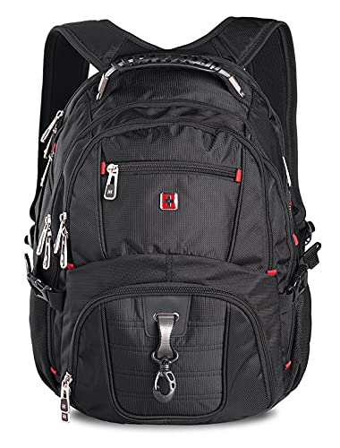 SWISSWIN Swiss Waterproof Business Backpack Travel Backpack College School Backpack Casual Daypack Daily Shoulder Bag SW8112 Black 16