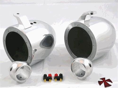 Krypt Towers 6.5" Wakeboard Tower Speaker Cans, External Terminals, Full Range Outdoor Audio Stereo Speaker for ATV, UTV, Quad, Jeep, Boat - Polished or Black