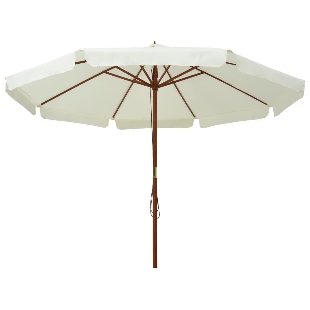 Ombrellone da giardino da 330 cm, con palo in legno e doppio cavo per bottiglia, grande ombrellone da terrazza in poliestere, per giardino, terrazza e mercato