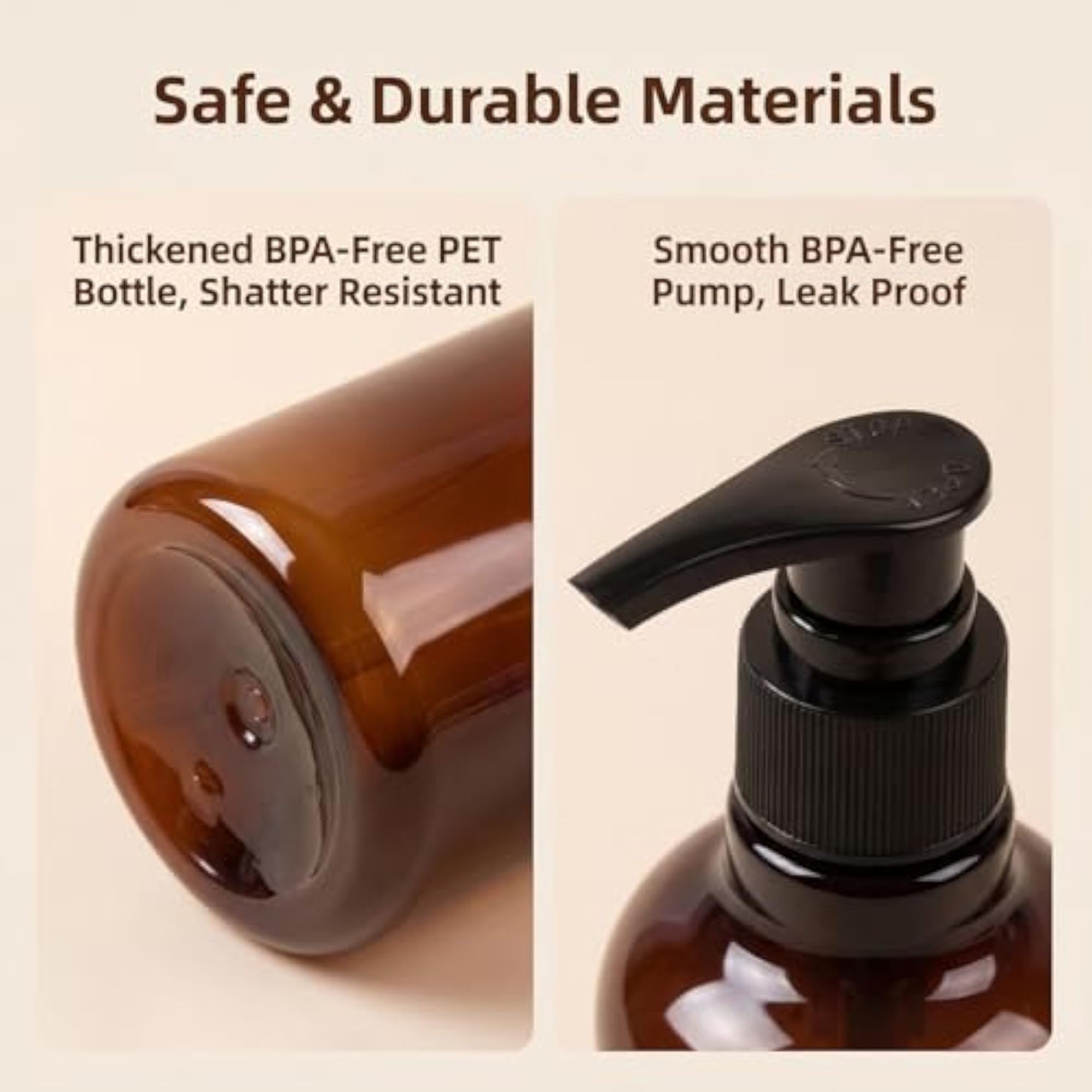 3PCS 250ML Refillable PET Plastic Pump Bottles