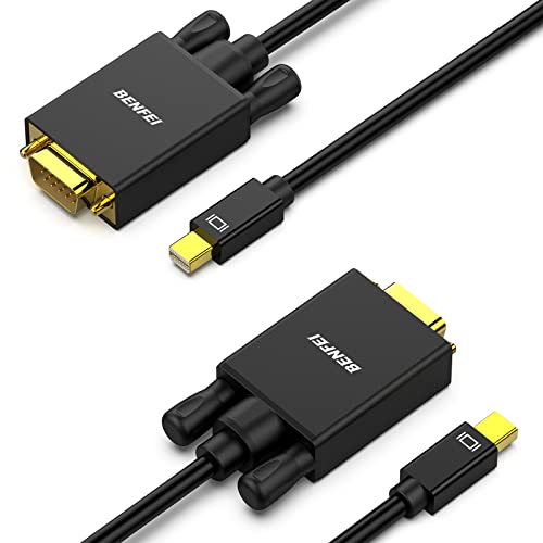 Image of Benfei Mini Displayport to VGA 1.8M Cable, Benfei Mini DP Display Port to VGA Cable Male to Male Gold-Plated Cord for MacBook, iMac(LG51) Surface Pro and Laptop
