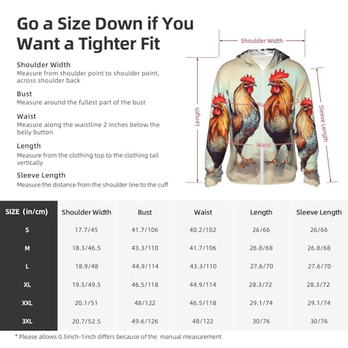 Rooster and Hen Sun Protection Hoodie Jacket UPF 50+ Full Zip Long Sleeve Sun Shirts with Pockets Rash Guard3