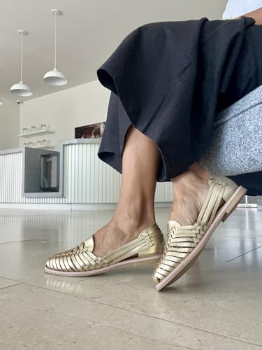 Image of Macarena Collection Leather Sandals for Women | Handmade Mexican Huarache | Woven Slip-On Shoes with Cushioned Insole | Artisan Crafted Genuine Leather