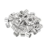 Patikil 50pcs Brass Kumihimo End Caps - 11.5mm Barrel Beads for Leather Cord, Tassels & Jewelry Making - 12mm Length Silver