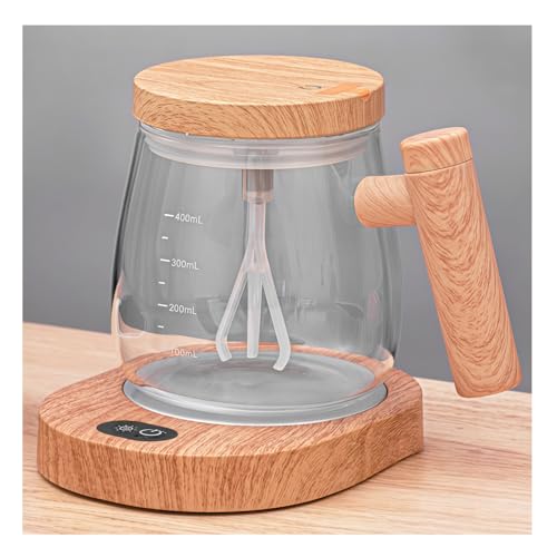 Quxxuol 自動撹拌ガラスカップ 全自動ミキシングカップ コーヒータンブラー 蓋付き 保温 操作が簡単 充電式 お手入れ簡単 コーヒー ミルク プロテインパウダー 豆乳用 (ホワイト)