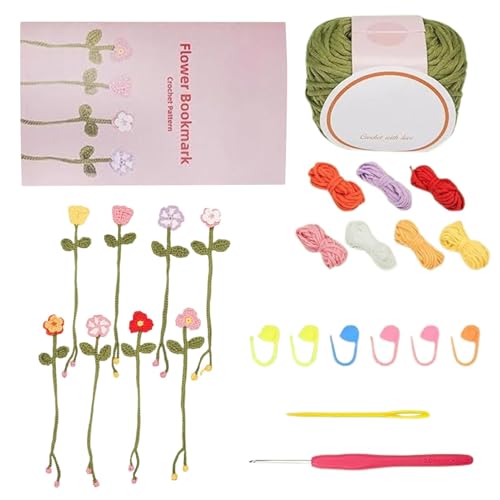 Nkmujil Blumen-Lesezeichen Häkelset für Anfänger