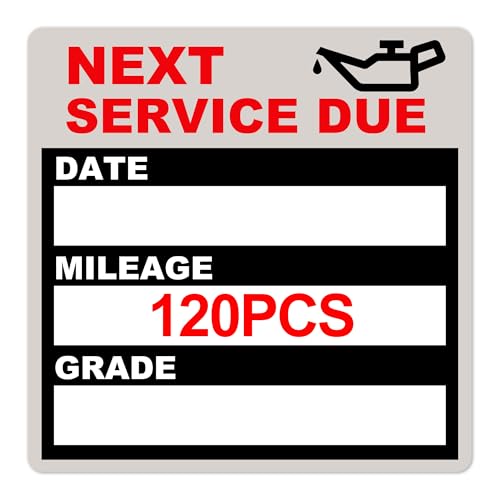 Image of for Oil Change Sticker Static Cling, Clear Stickers 120 Pcs 2 inchx 2 inch Next Service Due Sticker for Windshield, Easy to Peel with No Residue for Car Auto Vehicle Window (Red22)
