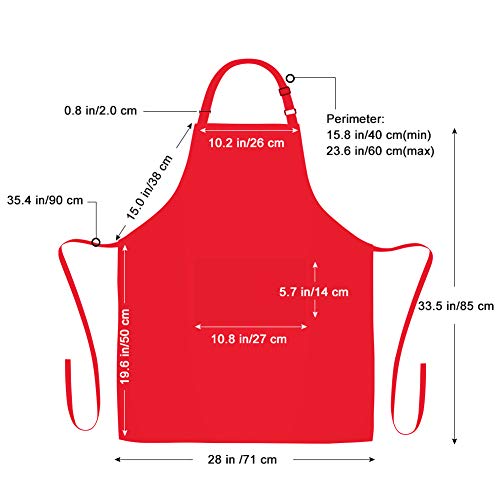 Jubatus 1 Pack Bib Aprons With 2 Pockets Cooking Chef Kitchen Apron For Women Men, Red #TOP6