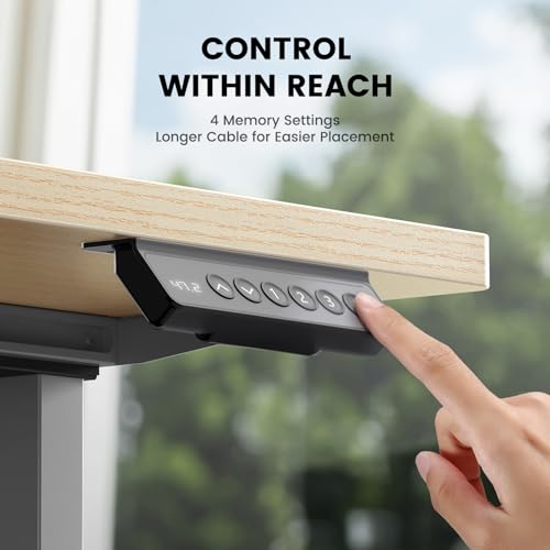 Image of ErGear Dual Motor Standing Desk Frame, Electric Adjustable Legs Compatible Desktop Size 44″-90″, 264 lbs Weight Capacity, 4 Memory Height Settings Stand up Desks Base, Grey Frame Only