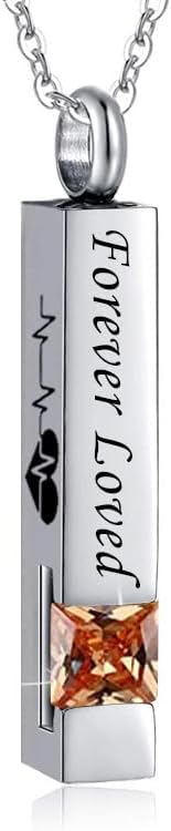 Rockyu Women's Stainless Steel Memorial Urn Necklace "Forever Loved" Pendant with February Birthstone, Ashes Keepsake Cremation Jewelry for Remembrance - Image 7